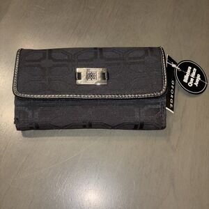 GEORGE Brand- Black & Silver Billfold 10 Card Wallet NWT 7"x4" Closed